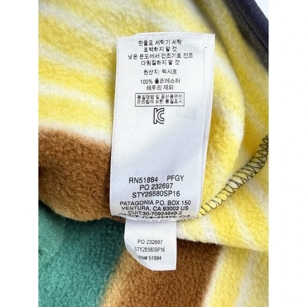 Patagonia Synchilla Snap T Fleece Pullover Painted Fitz Stripe Forge Grey Mens L